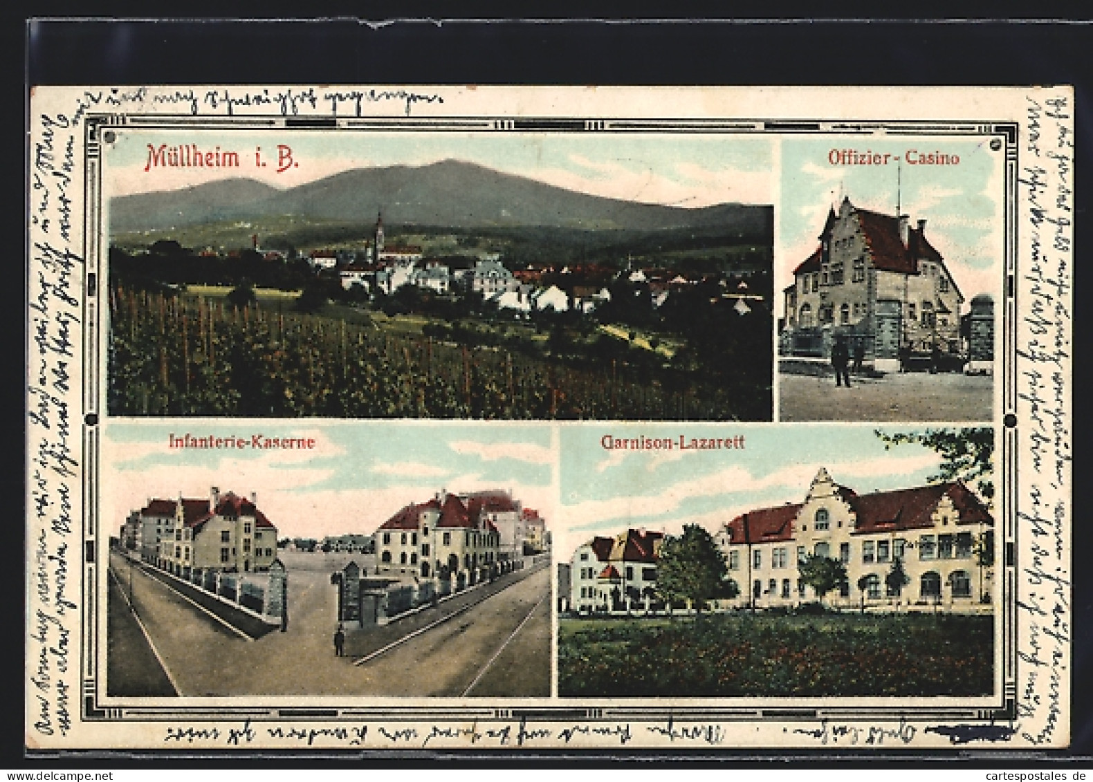 AK Müllheim, Infanterie-Kaserne, Garnison-Lazarett, Offizier-Casino  - Muellheim