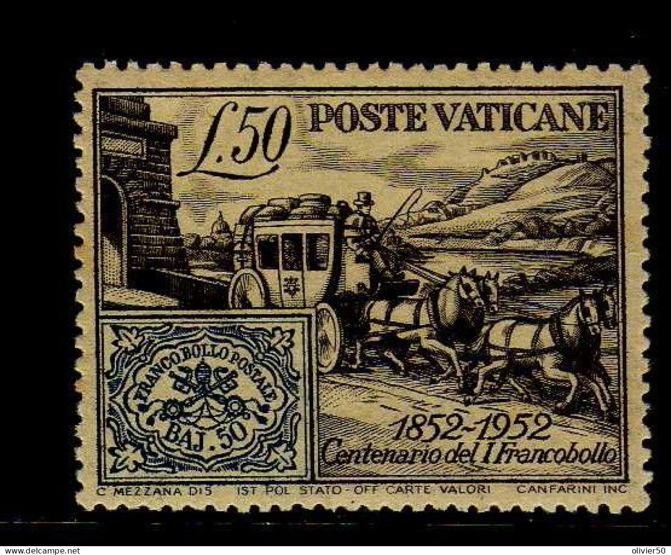 Vatican - 1952 - Centenaire Du Timbre- Neuf* - Nuevos