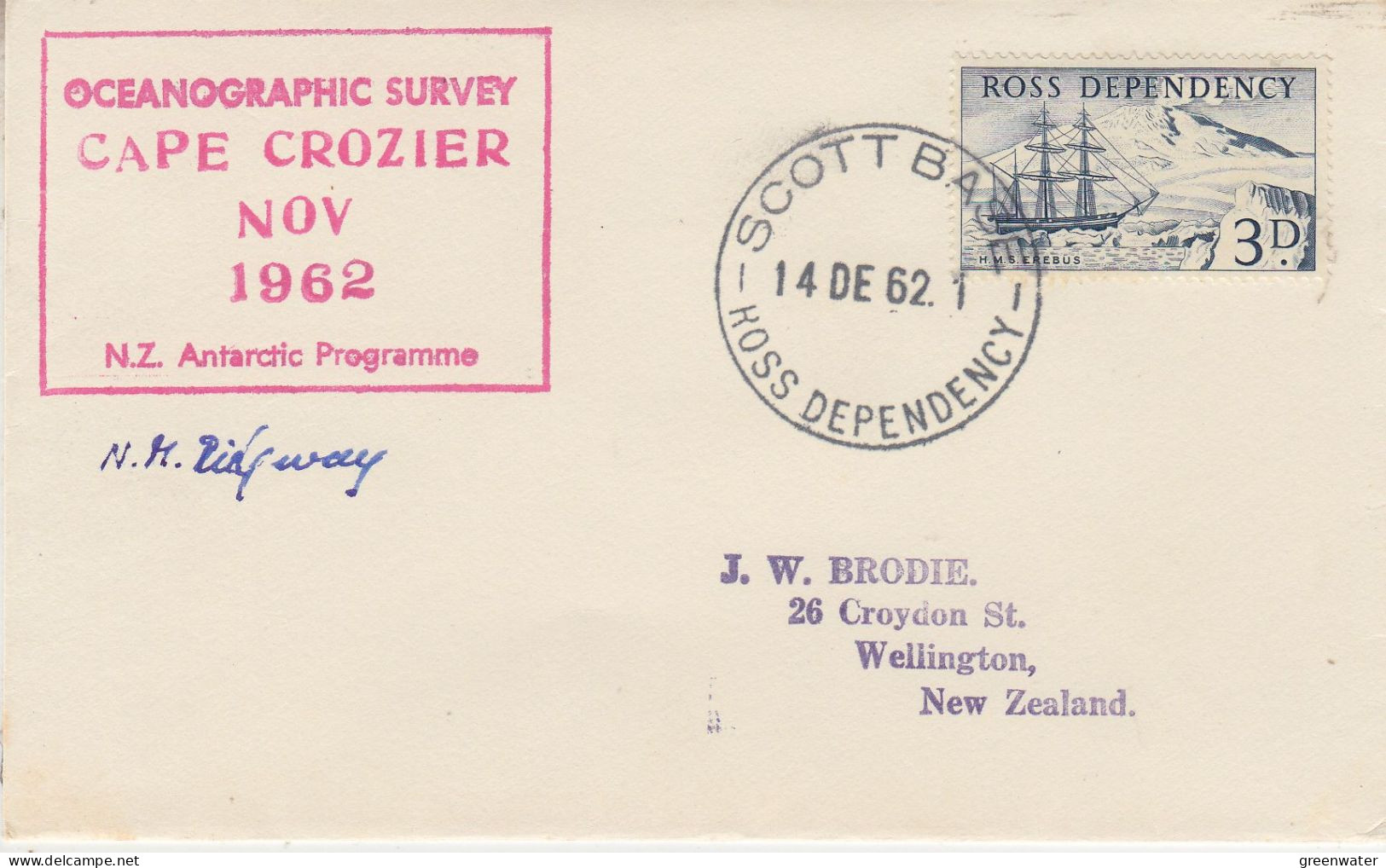 Ross Dependency Cape Crozier Signature Ca Scott Base 14 DEC 1962 (SR185) - Onderzoeksstations