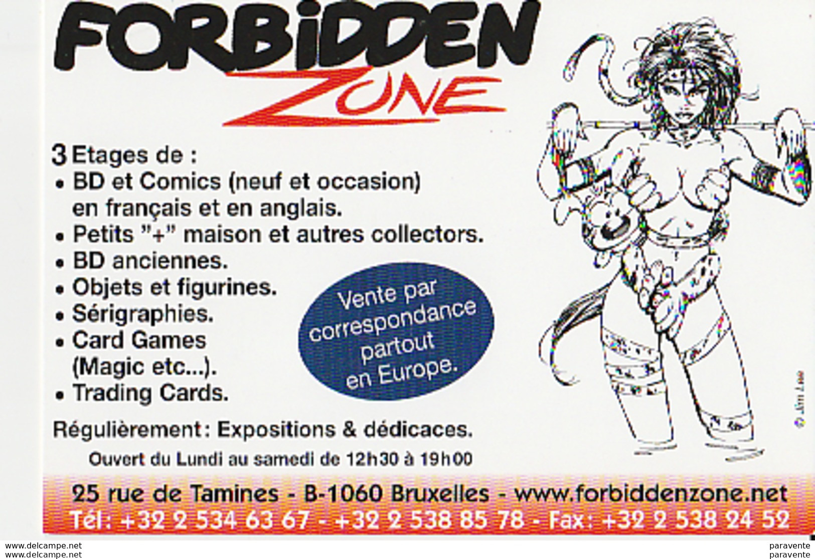 LEE Jim : Carte Visite Librairie FORBIDDEN ZONE - Postcards