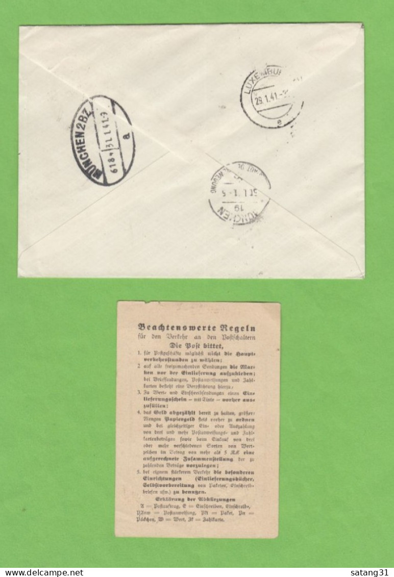 EINGESCHRIEBENER BRIEF AUS MERSCH MIT RECO. ZETTEL NACH MÜNCHEN,DEUTSCHLAND,1941. - 1940-1944 German Occupation