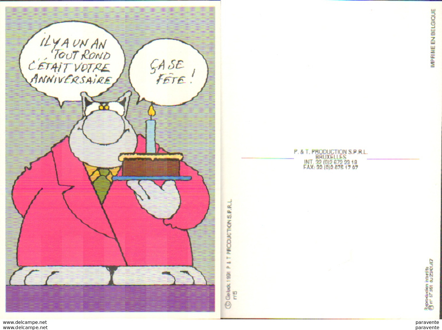 GELUCK : Carte LE CHAT Edition P&T 1991 - Seyssel