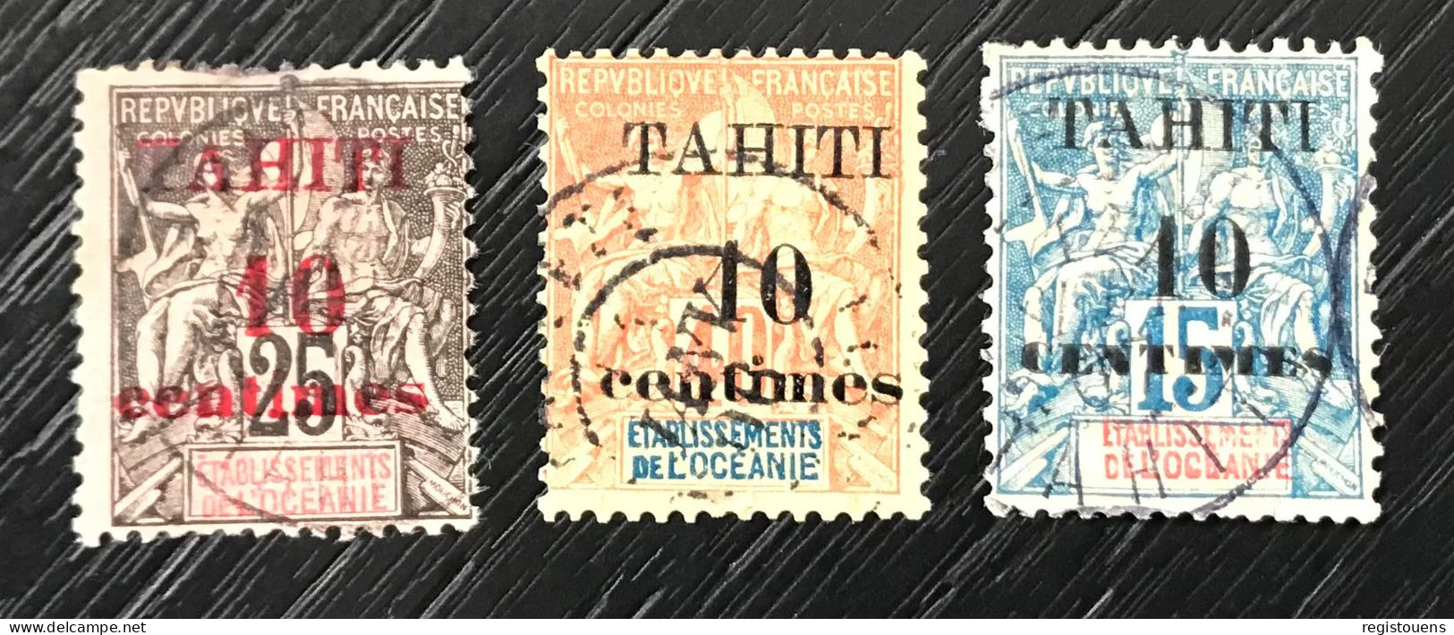 Lot De 3 Timbres Oblitérés Tahiti 1903 - Oblitérés