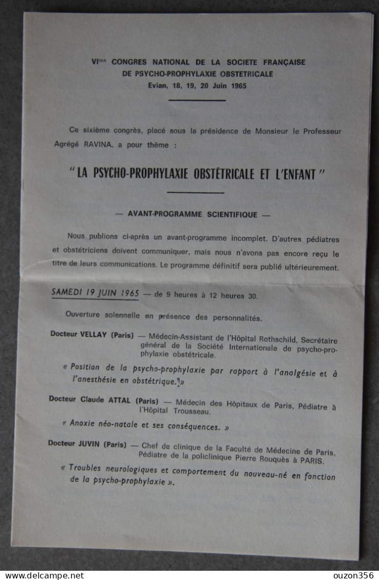 Evian-les-Bains (Haute-Savoie), Programme Congrès, 1965 - Programmes