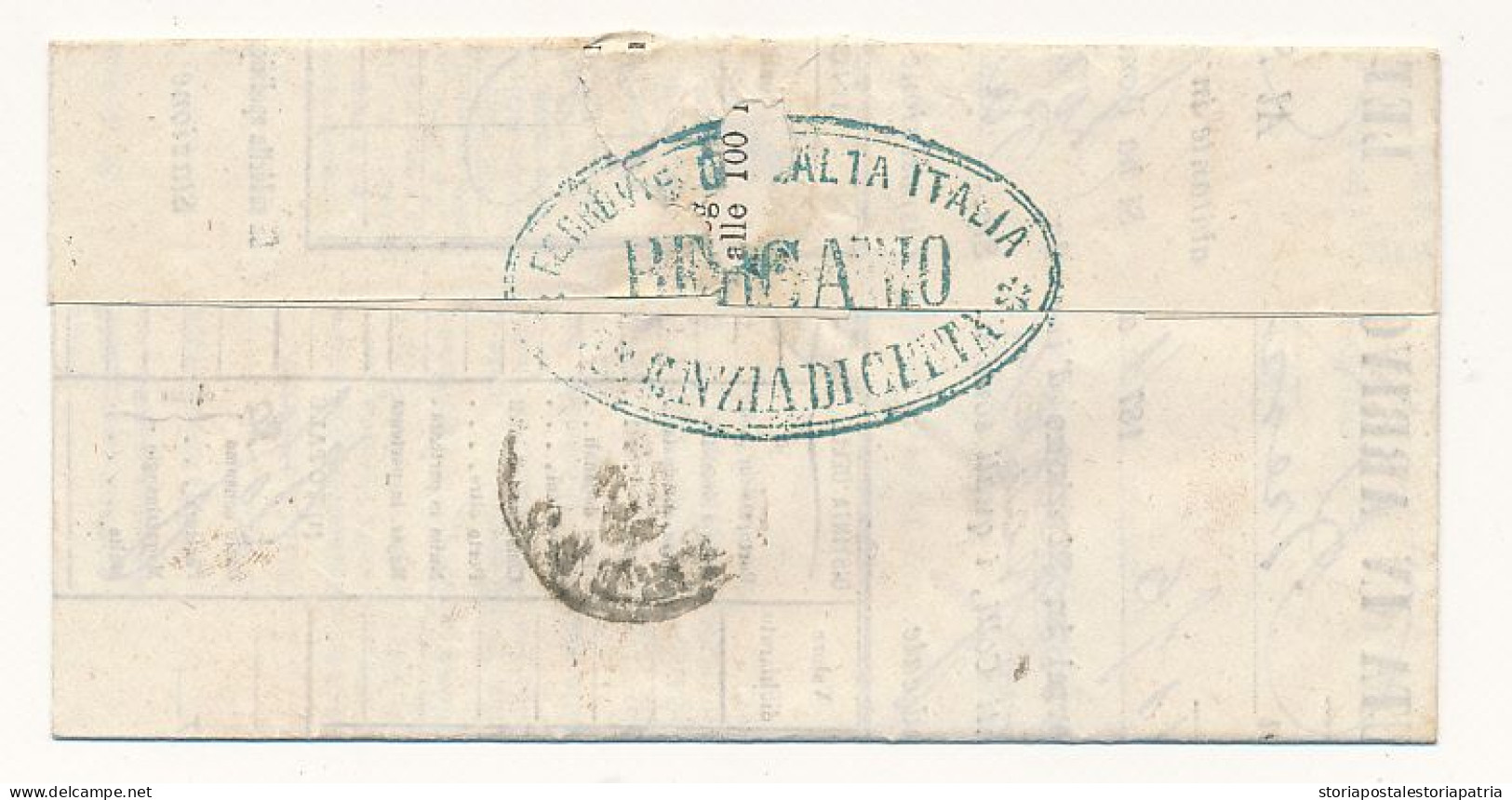 1872 BERGAMO BASSA RICEVUTA FERROVIE DELL' ALTA ITALIA - Marcophilie