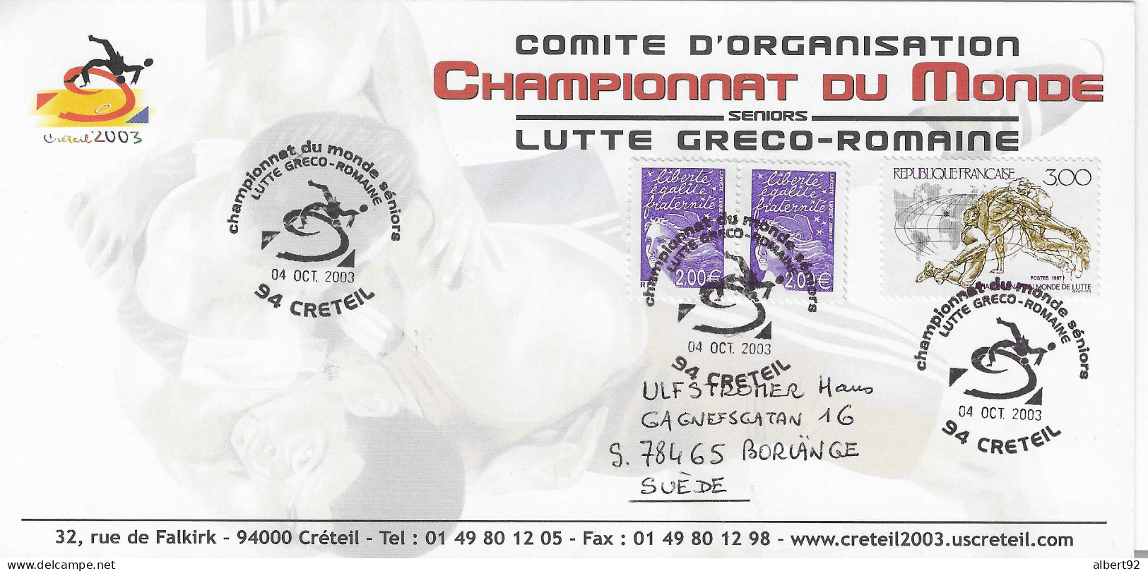 2003 Championnat Du Monde De Lutte Gréco-Romaine à Paris :carte Officielle Recommandée - Wrestling