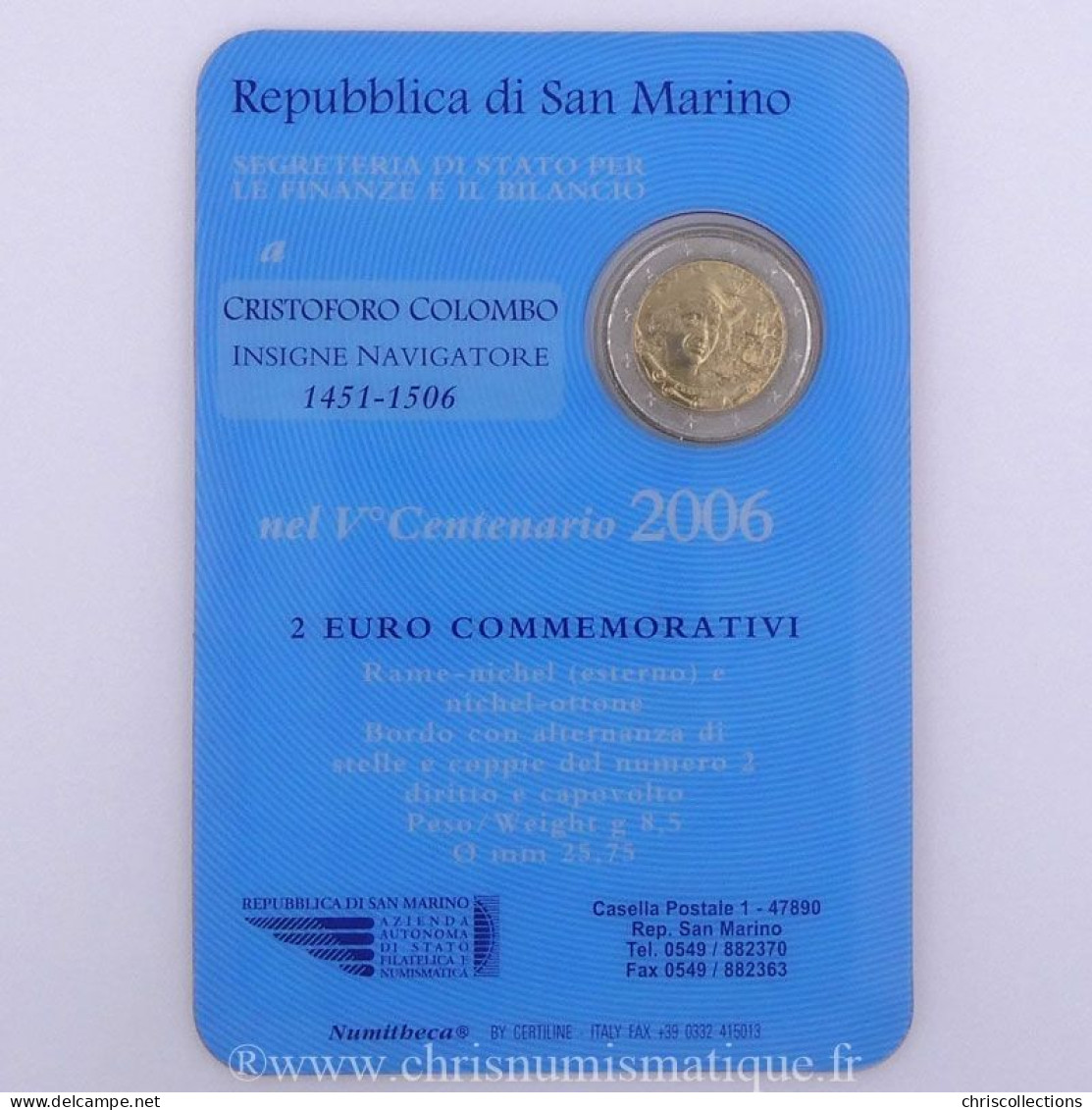 Euro, Saint Marin, 2 Euro 2006, Cristoforo Colombo - San Marino