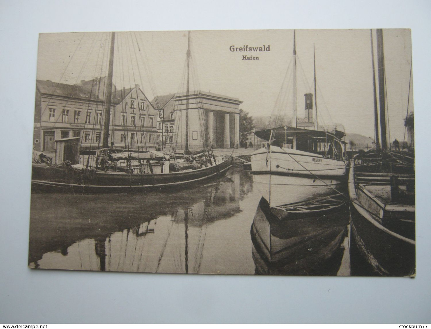 GREIFSWALD , Hafen Mit Schiff : Delpfhin   , Schöne Karte  Um  1921 - Greifswald