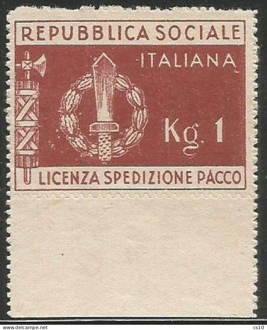 Italy Social Republic RSI Pacchi Postali Militari Soldiers Parcel Post 1Kg Value #LP1 No Gum Bordo Foglio Sheet Margin - Paquetes Postales