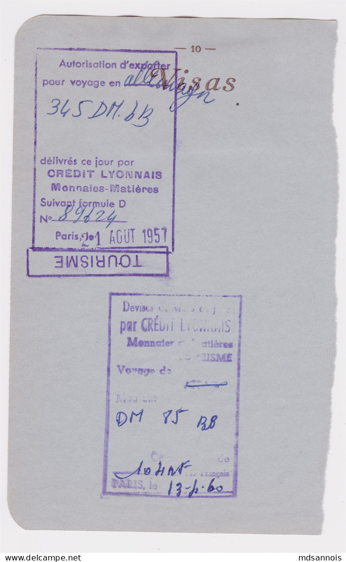 1 Page D'un Passeport Avec Timbres D'Espagne Fiscaux 1956 Derechos Consulares Ministério De Asuntos - Fiscaux