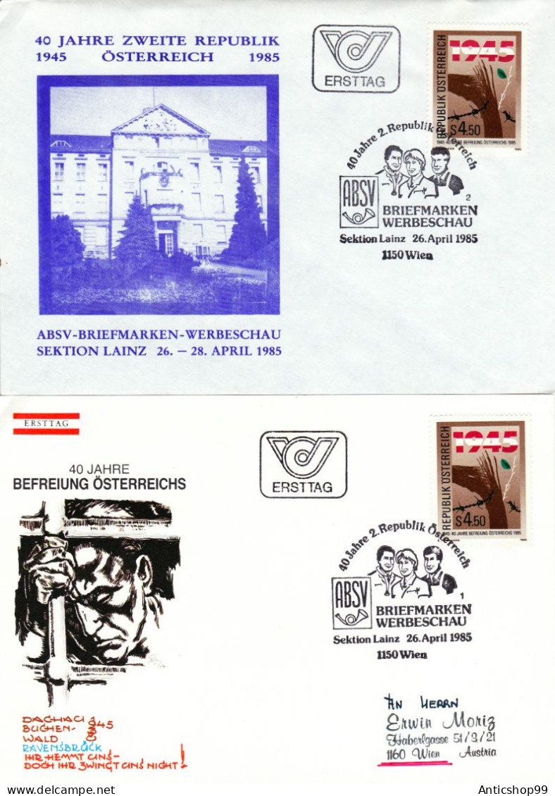 40 JAHRE BEFREIUNG OSTERREICHS, COVERS  FDC  1985  AUSTRIA - FDC