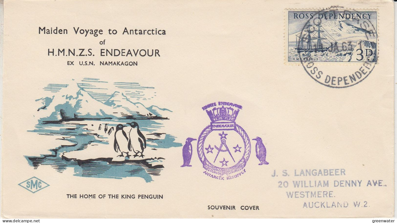 Ross Dependency Maiden Voyage Of HMNZS Endeavour To Antarctica Ca Scott Base 11 JA 1963 (SR191) - Navires & Brise-glace