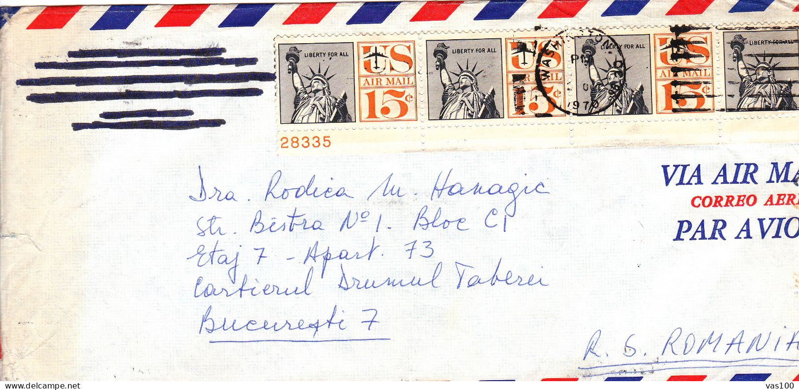 HISTORICAL DOCUMENTS  REGISTERED   COVERS  NICE FRANKING   1970 USA - Brieven En Documenten