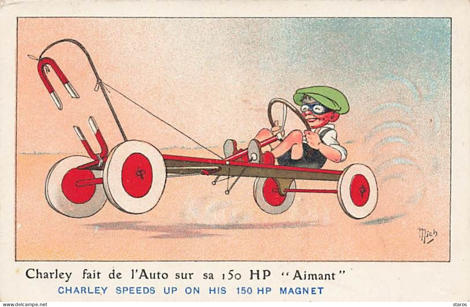 Illustrateur - Mich - Charley Fait De L'Auto Sur Sa 150 HP Aimant - Mich