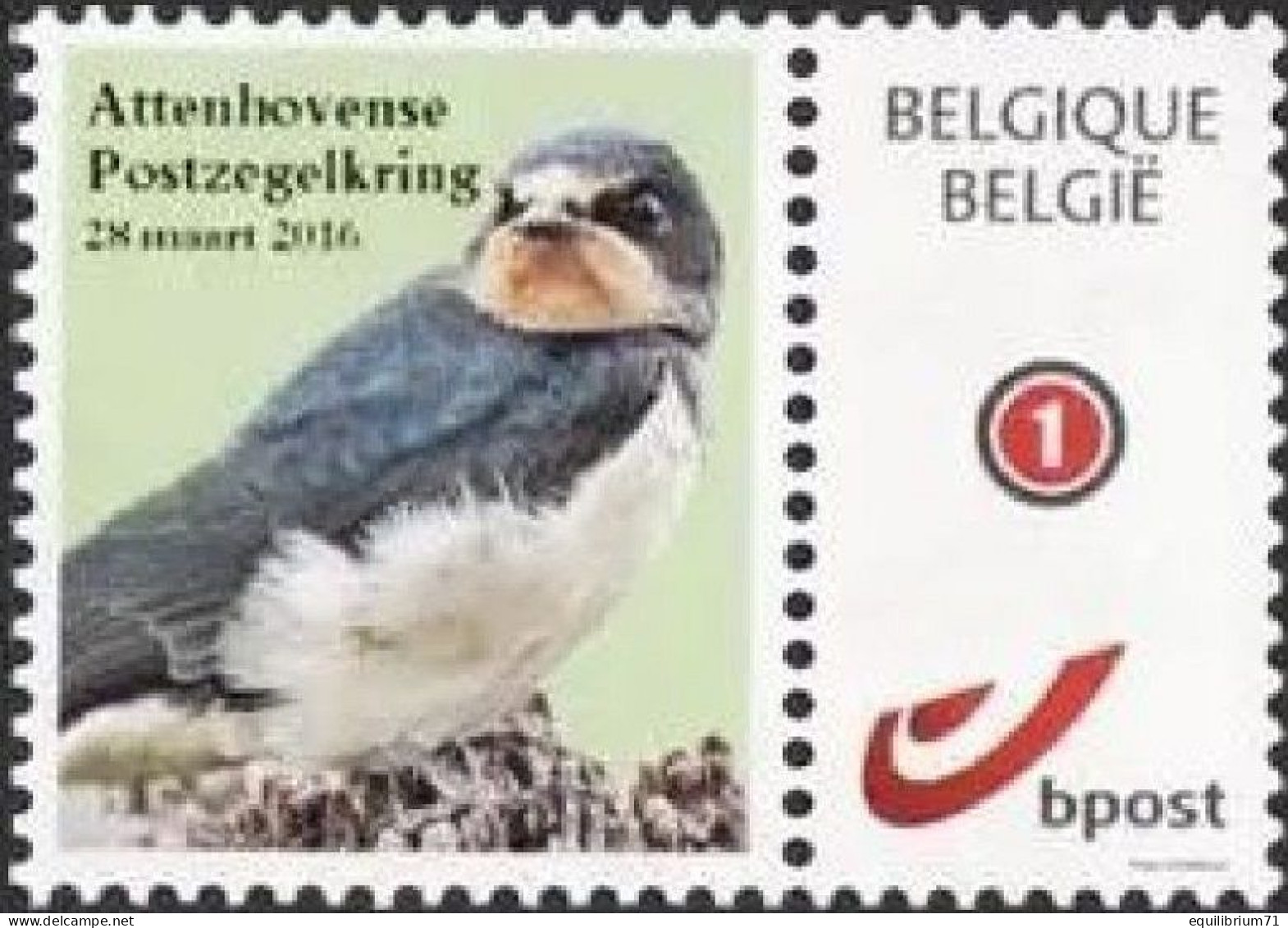 Mystamp/Duostamp** - Hirondelle De Cheminée / Boerenzwaluw- Attenhovense Kring - Timbre Clair / Zegel Lichte Kleur - Zwaluwen