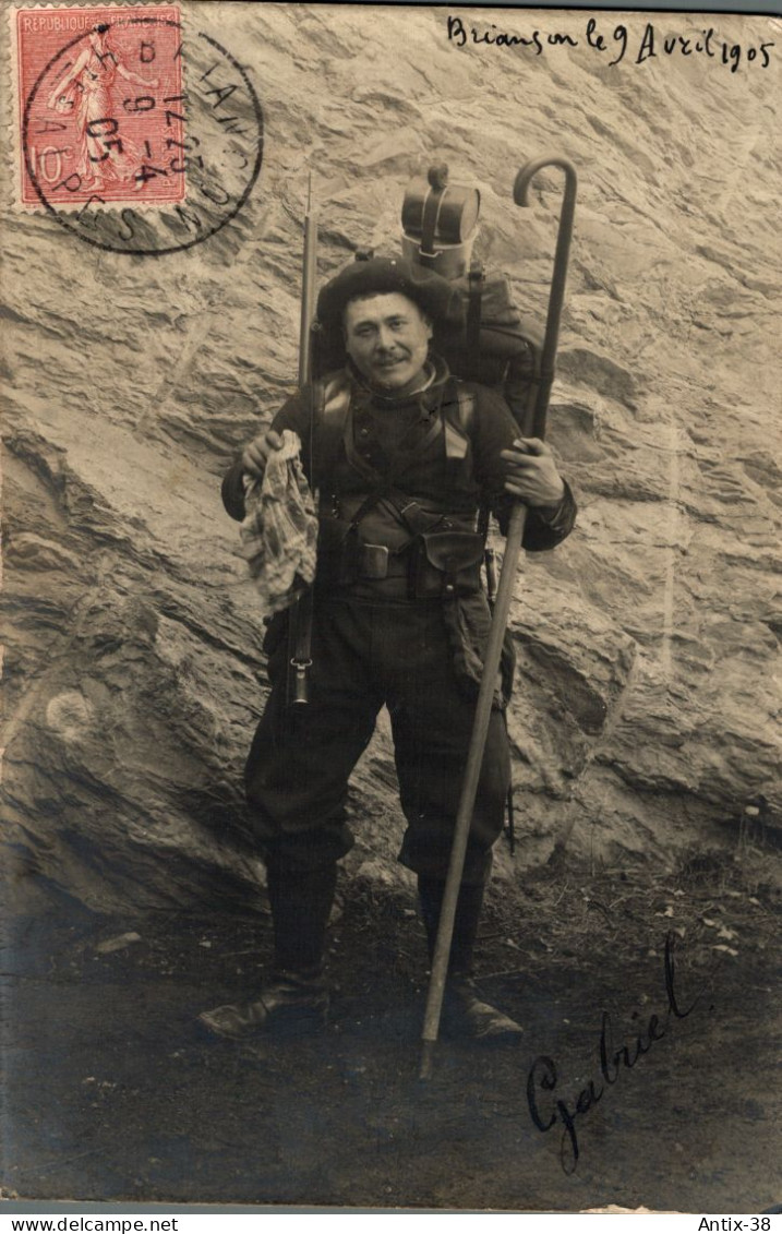 N42 - 05 - BRIANÇON - Haute-Alpes - Carte Photo - Un Chasseur Alpin Prêt Pour La Marche - Briancon