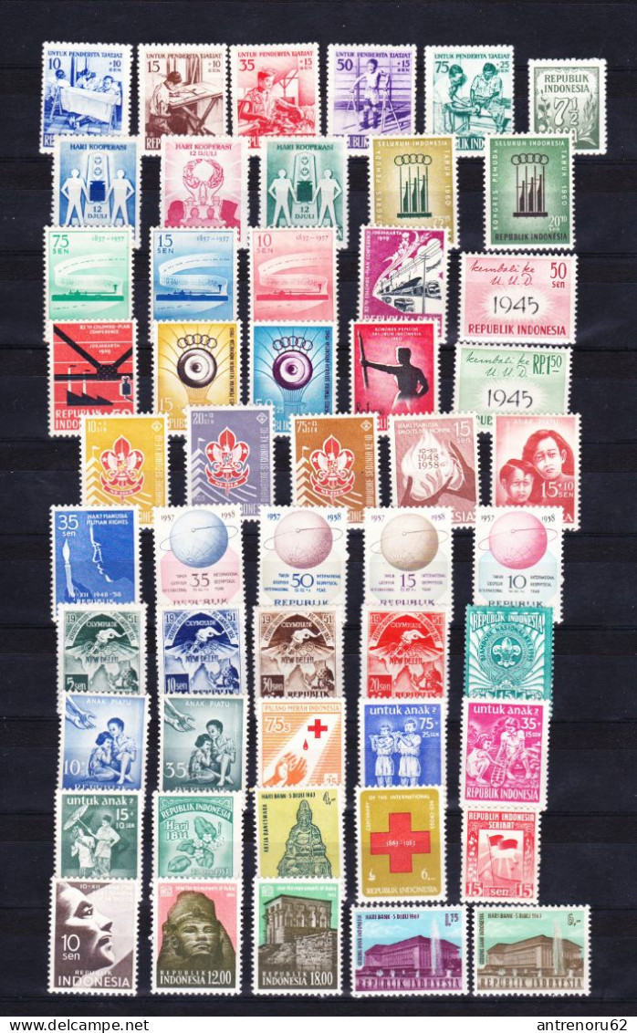 STAMPS-INDONESIA-UNUSED-SEE-SCAN-51-PCS-46-MNH**-5-MH* - Indonesia