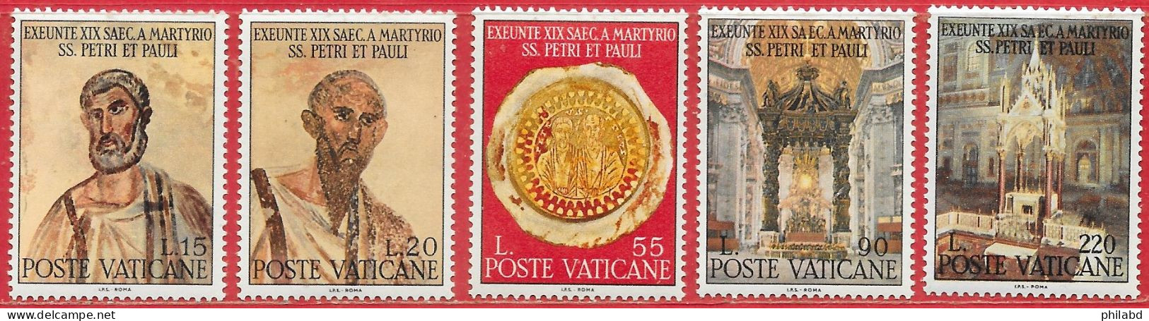 Vatican N°466 à/to 470 Saint Pierre & Saint Paul 1967 ** - Ungebraucht