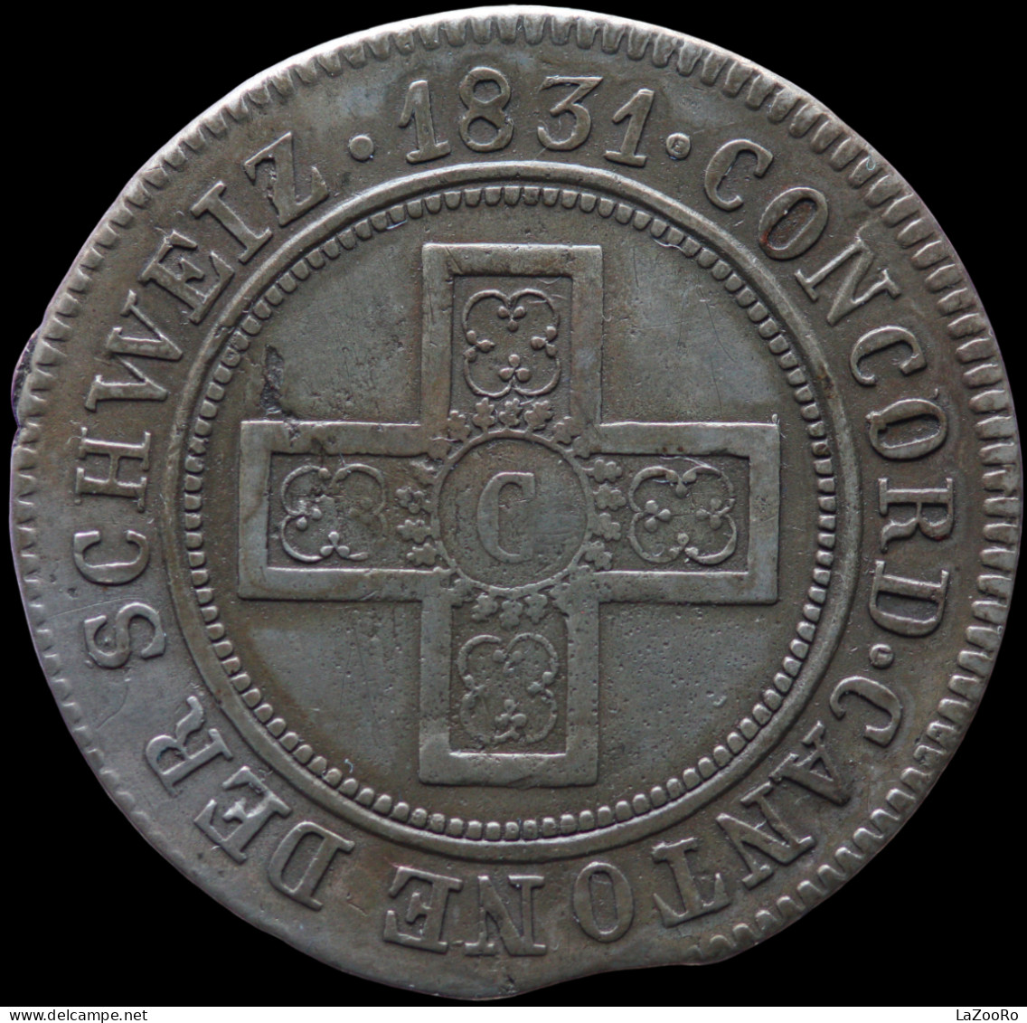 LaZooRo: Switzerland FREIBURG 5 Rappen 1831 XF Struck On Older Type - Silver - Friburgo