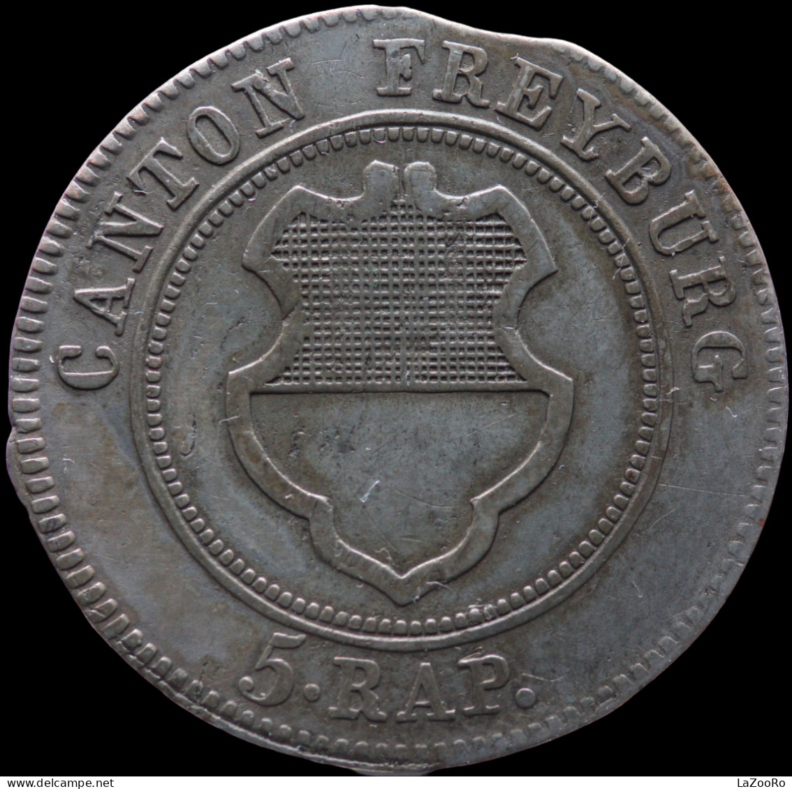 LaZooRo: Switzerland FREIBURG 5 Rappen 1831 XF Struck On Older Type - Silver - Friburgo