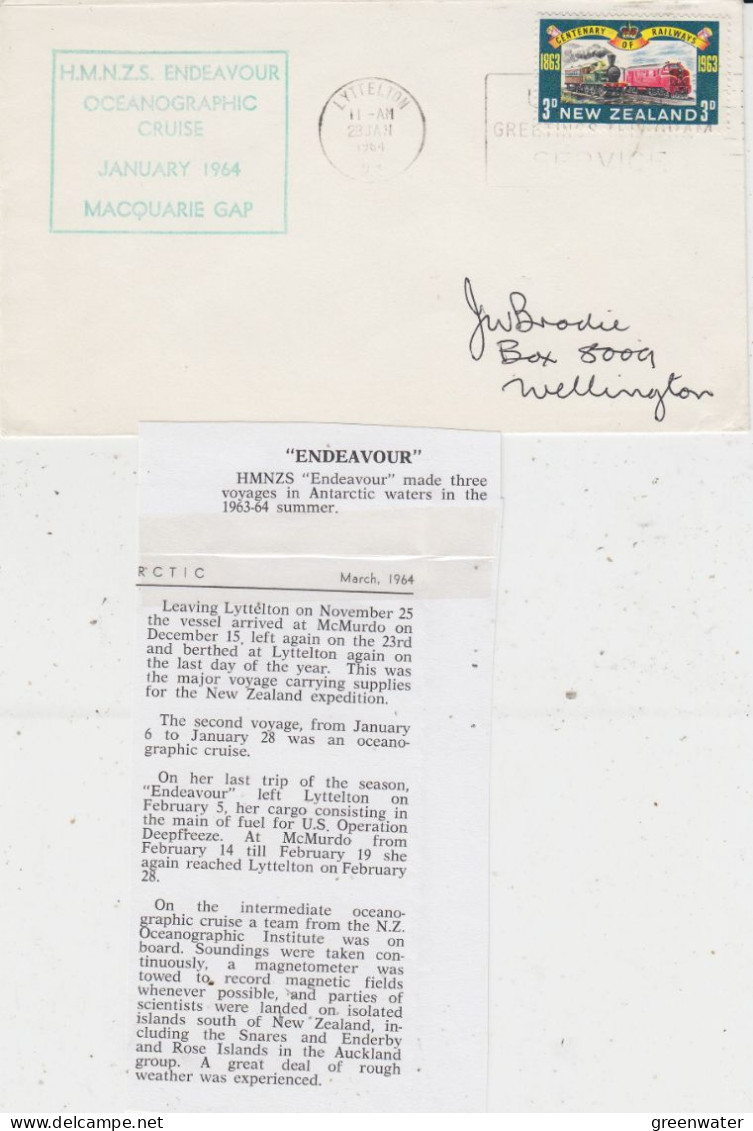New Zealand HMNZS Endeauvour Macquarie Gap Ca Lyttelton 23 JAN 1964  (SR195) - Spedizioni Antartiche