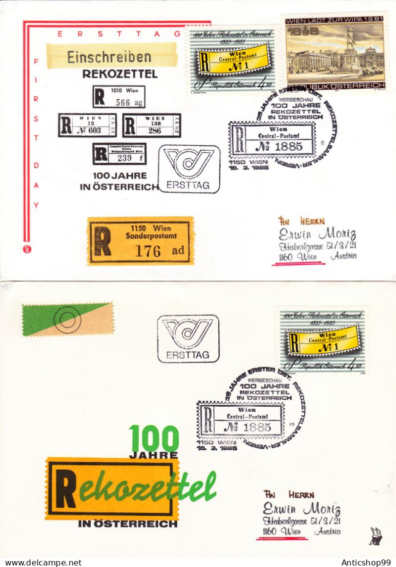 100 JAHRE REKOZETTEL, X2 COVER FDC  1985  AUSTRIA - FDC