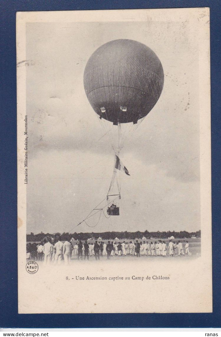 CPA Aviation Montgolfière Ballon Rond Circulée Chalons - Mongolfiere