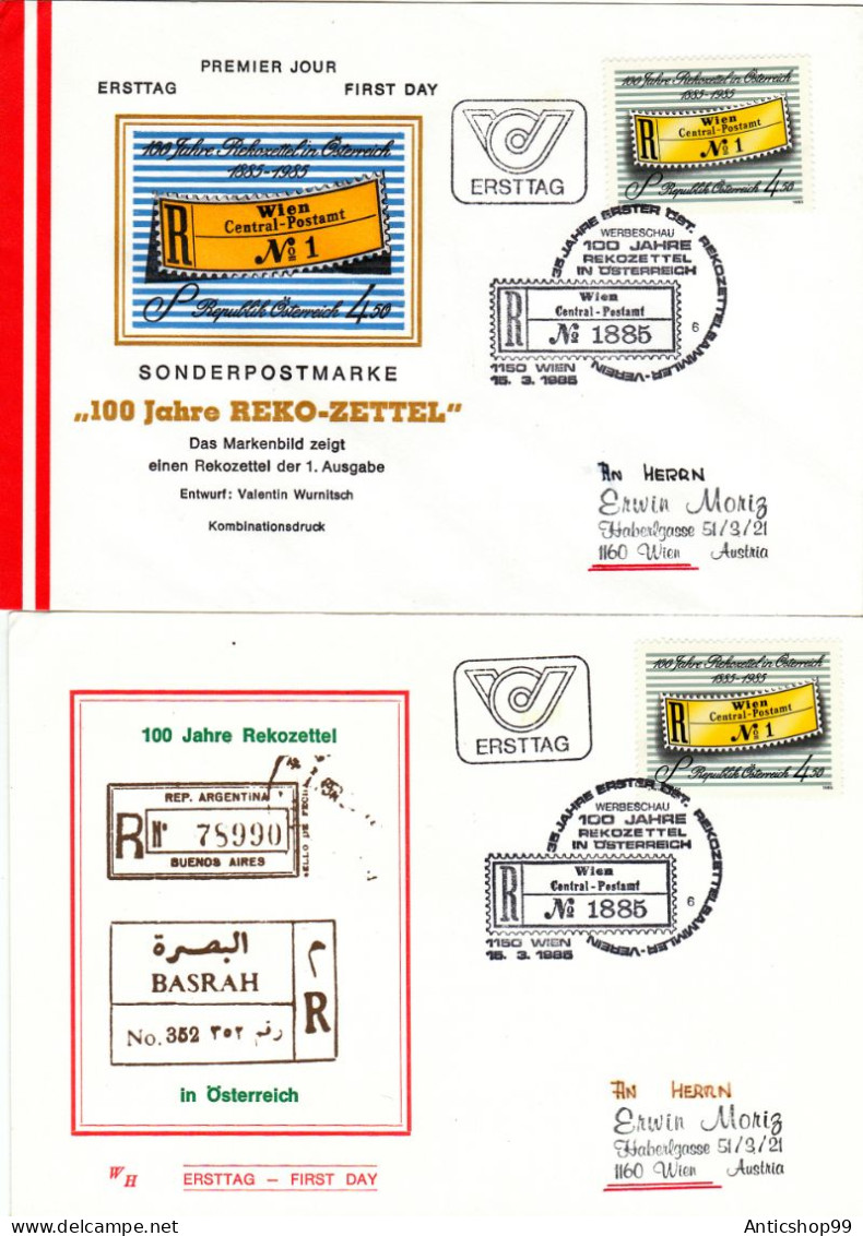 100 JAHRE REKOZETTEL, X2 COVER FDC  1985  AUSTRIA - FDC