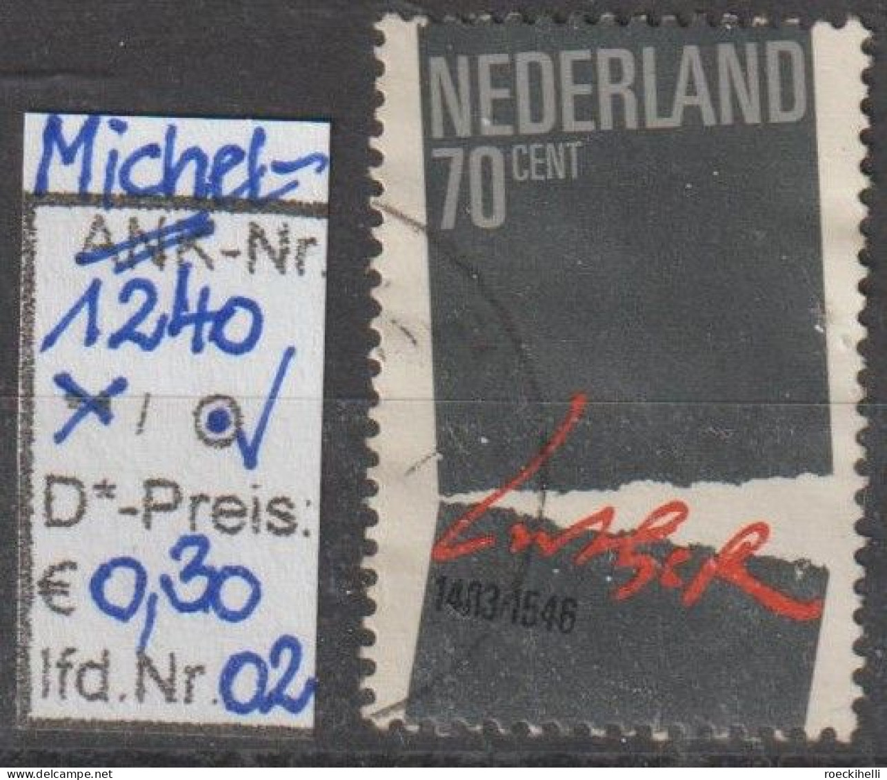 1983 - NIEDERLANDE - SM "500. Geb.tag V. Martin Luther" 70 C Mehrf. - O Gestempelt - S.Scan (1240o 01-02 Nl) - Usados
