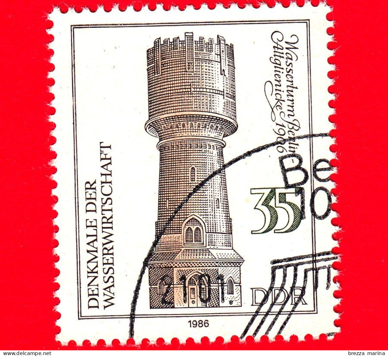 GERMANIA - DDR - Usato - 1986 - Tecnologia Dell'acqua - Cisterna - Torre Dell'acqua, Berlino (1906) - 35 - Usati