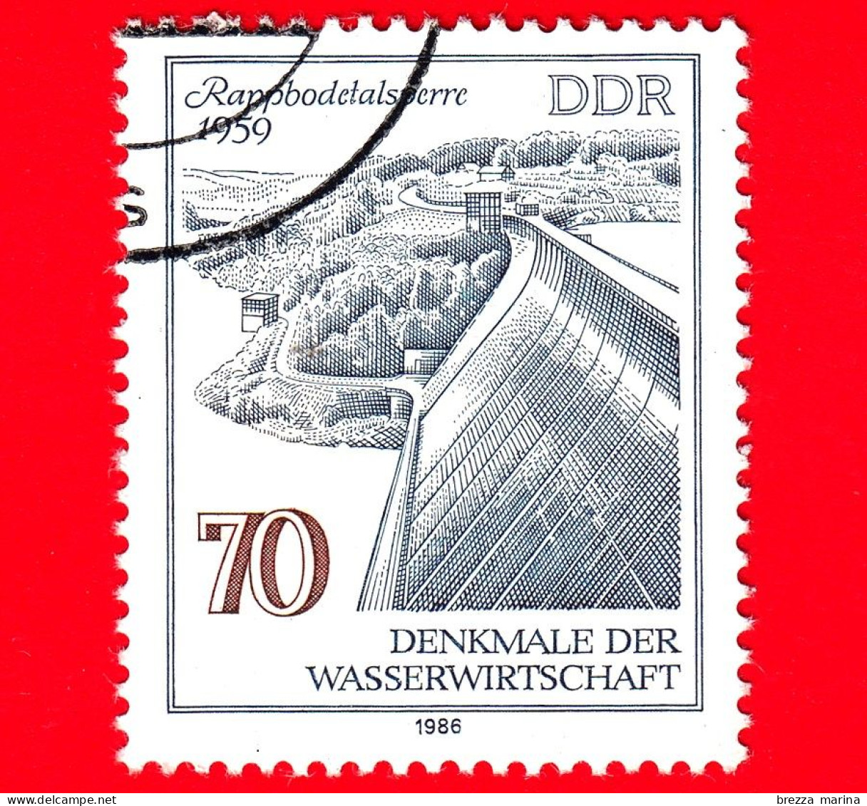 GERMANIA - DDR - Usato - 1986 - Tecnologia Dell'acqua - Diga - Rappbodetalsperre (1959) - 70 - Oblitérés