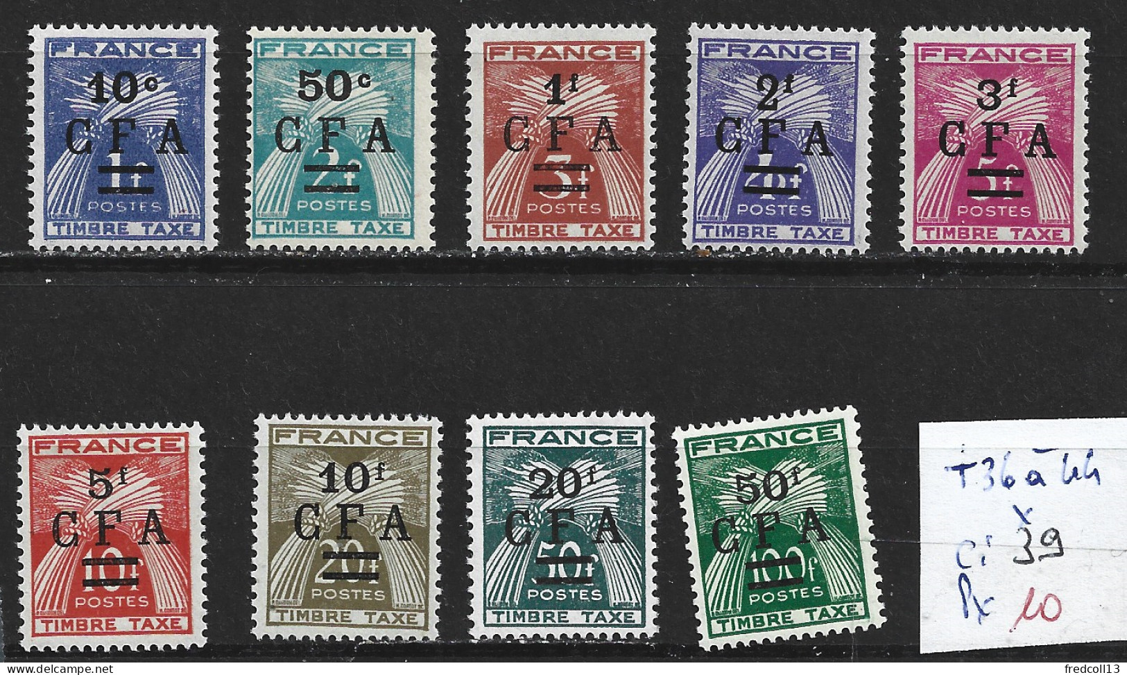 REUNION TAXE 36 à 44 * Côte 39 € - Timbres-taxe