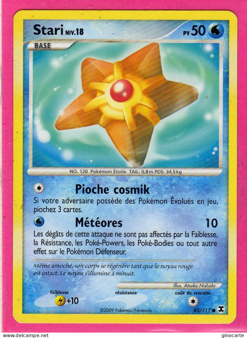 Carte Pokemon 2009 Platine Rivaux Emmergeants 83/111 Stari 50pv Bon Etat - Platine