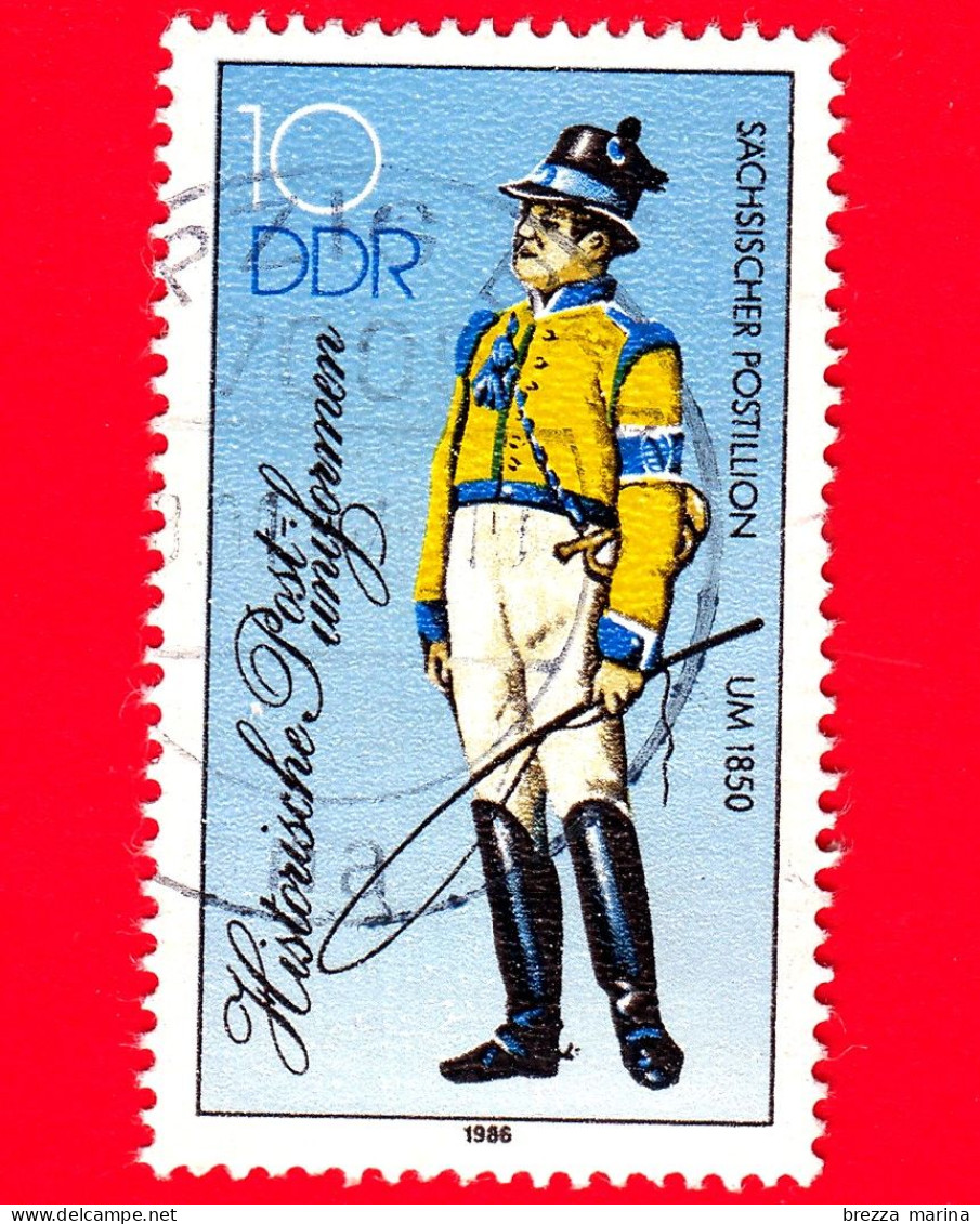 GERMANIA - DDR - Usato - 1986 - Uniformi Postali Storiche - Postiglione Sassone - 10 - Oblitérés