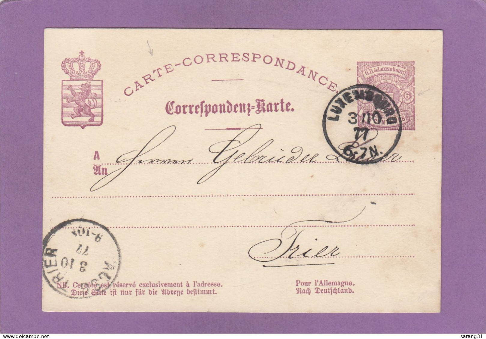 NO 16d, "T" VON "CARTE" GESPALTEN. "T" DE "CARTE" FENDU. - Stamped Stationery