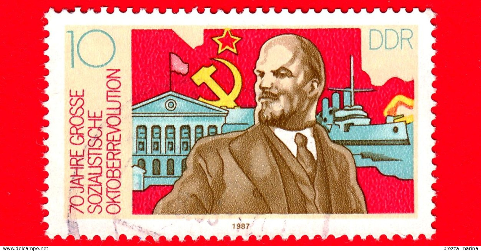 GERMANIA - DDR - Usato - 1987 - 70° Anniversario Rivoluzione Socialista D'ottobre - Lenin -10 - Usati