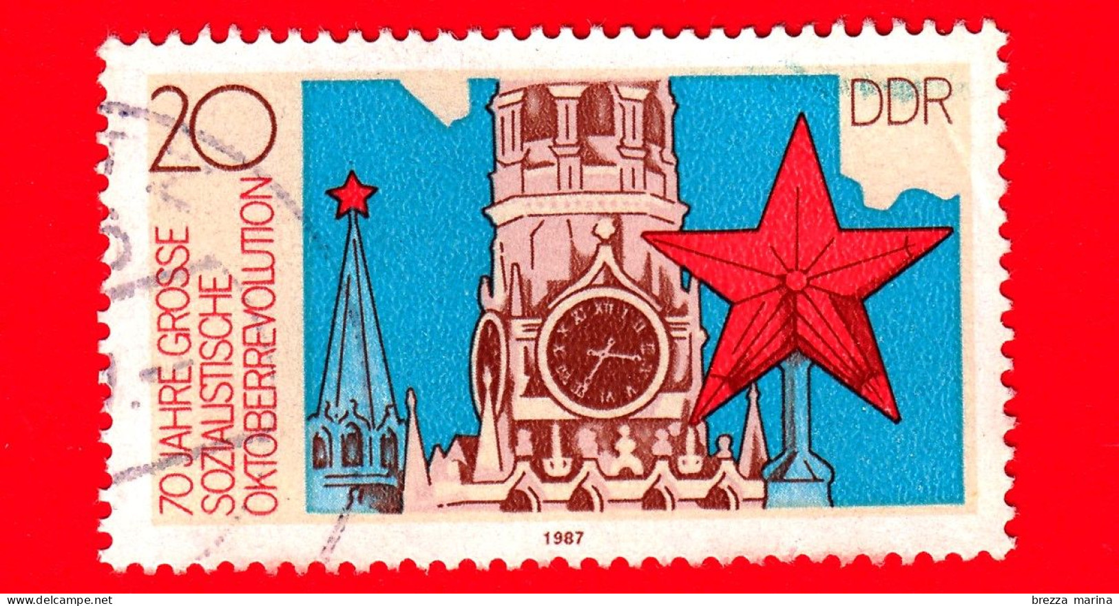 GERMANIA - DDR - Usato - 1987 - 70° Anniversario Rivoluzione Socialista D'ottobre - Palazzo Del Cremlino, Stella Rossa - - Used Stamps