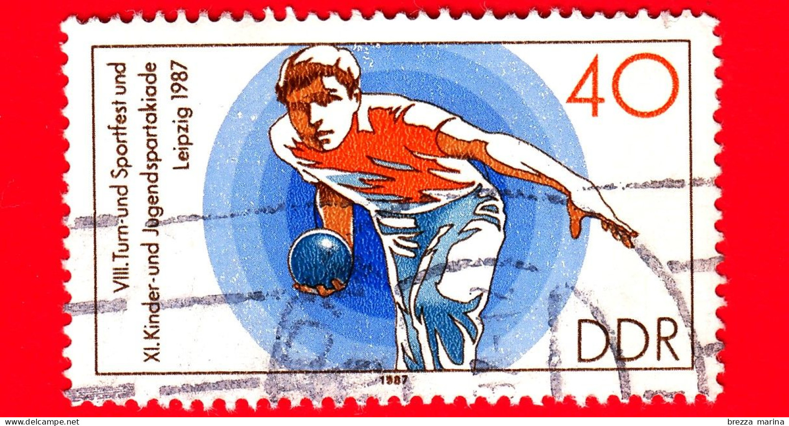 GERMANIA - DDR - Usato - 1987 - IX Giochi Sportivi Della Gioventù, A Lipsia - Bocce - Bowling -  40 - Gebraucht