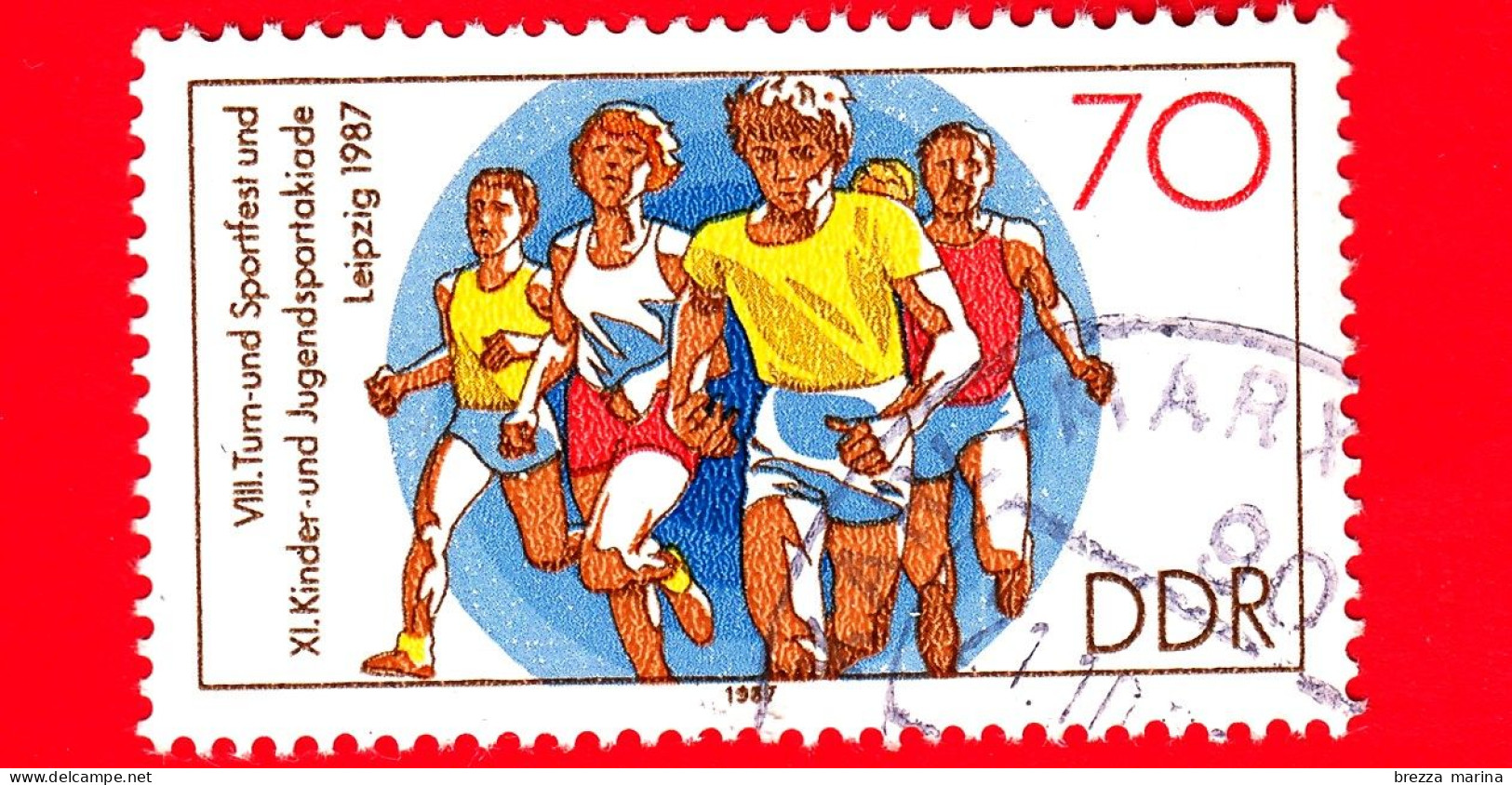 GERMANIA - DDR - Usato - 1987 - IX Giochi Sportivi Della Gioventù, A Lipsia - Corsa Mezzofondo - 70 - Gebraucht