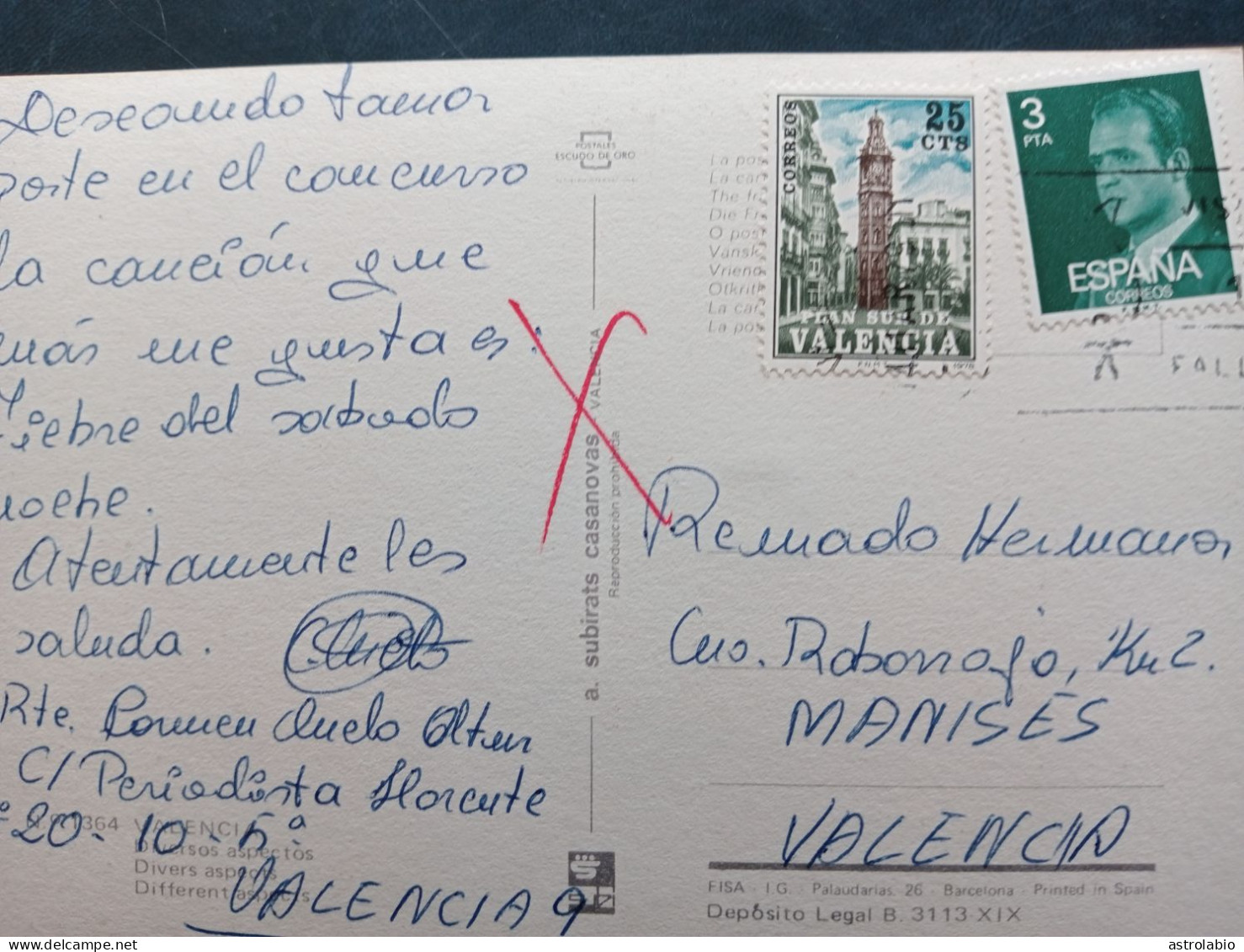 Plan Sur De Valencia Circulado Sobre Postal - Charity