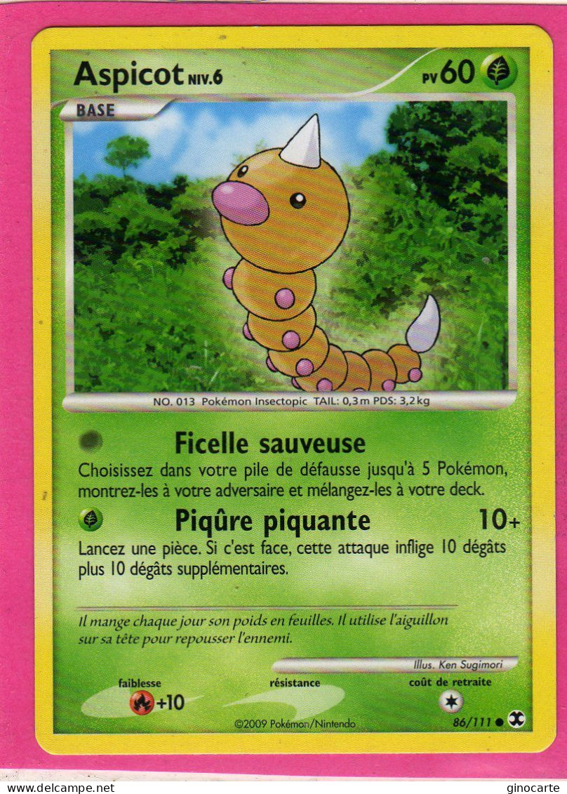 Carte Pokemon 2009 Platine Rivaux Emmergeants 86/111 Aspicot 60pv Neuve - Platine