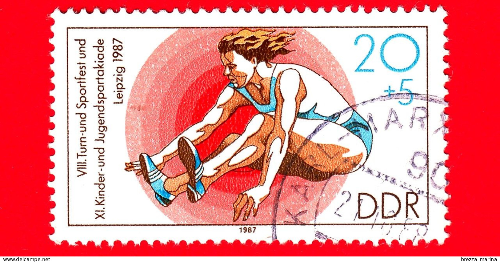 GERMANIA - DDR - Usato - 1987 - IX Giochi Sportivi Della Gioventù, A Lipsia - Salto In Lungo - 20+5 - Usati