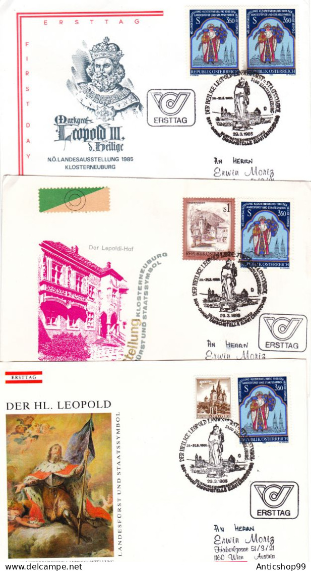 RELIGION HL. LEOPOLD 3, X3  COVER FDC  1985  AUSTRIA - FDC