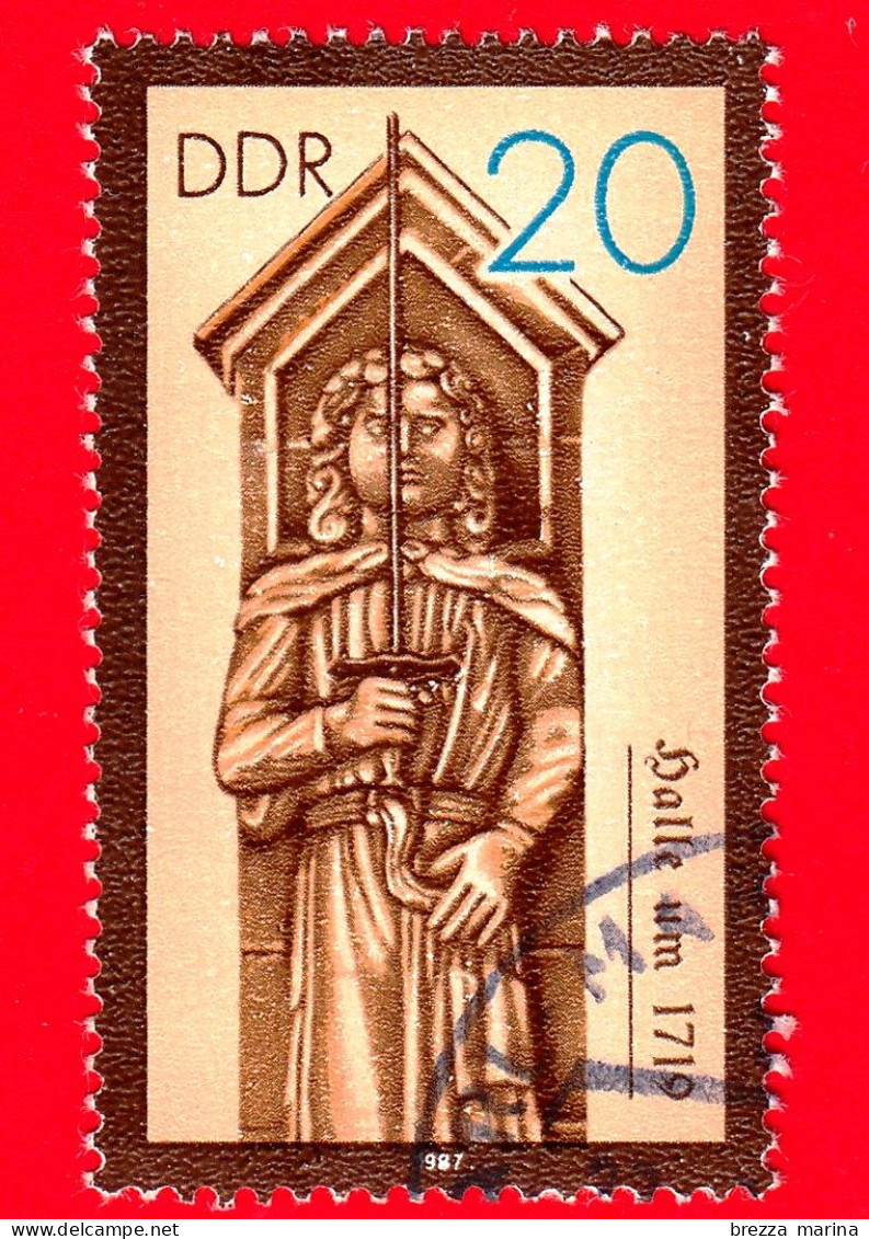 GERMANIA - DDR - Usato - 1987 - Monumenti Storici - Statua Di Rolando, Cavaliere Tavola Rotonda - Halle (1719) - 20 - Usati
