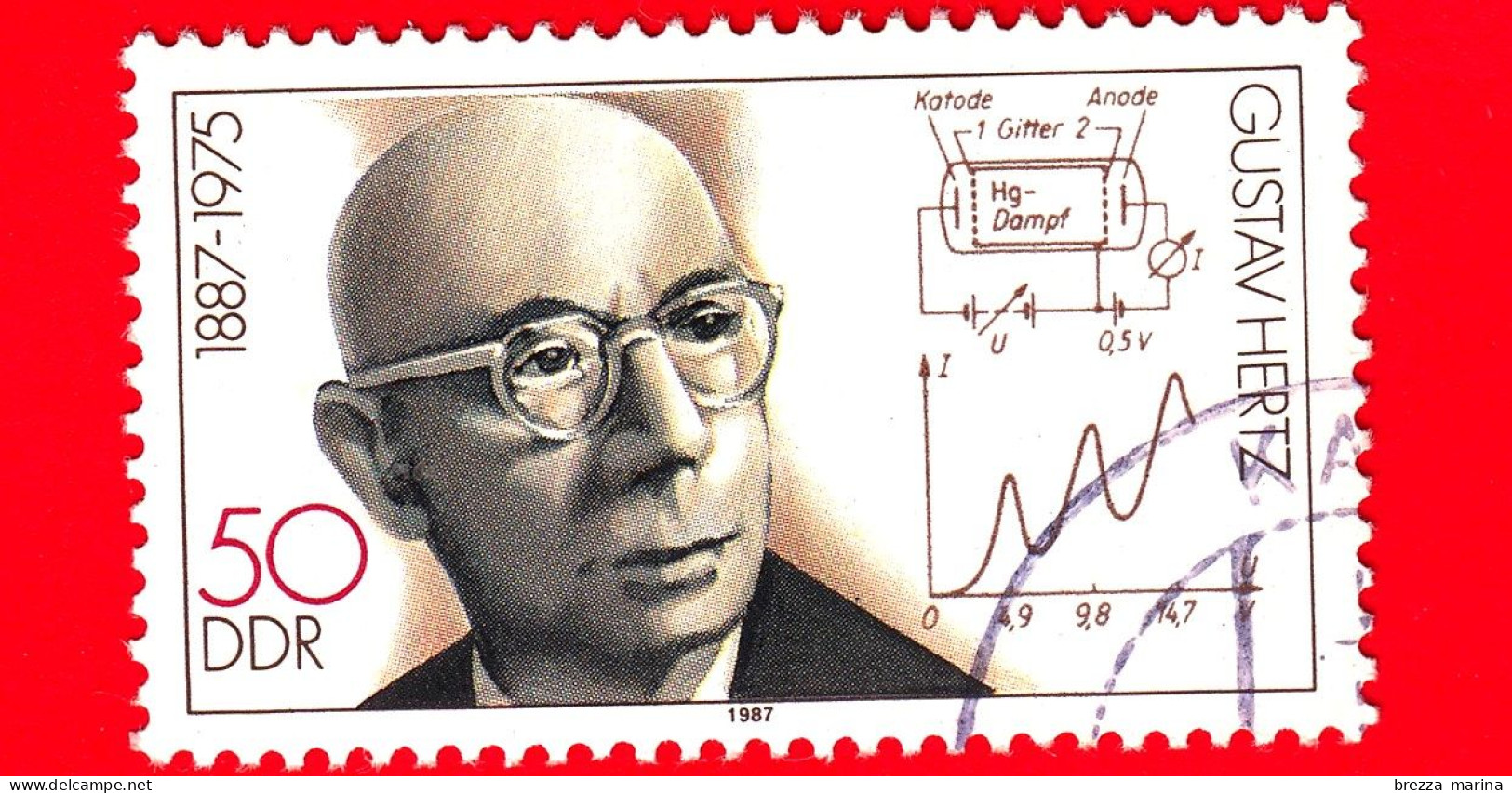GERMANIA - DDR - Usato - 1987 - Personaggi Illustri - Gustav Hertz (1887-1975), Nobel -  50 - Used Stamps