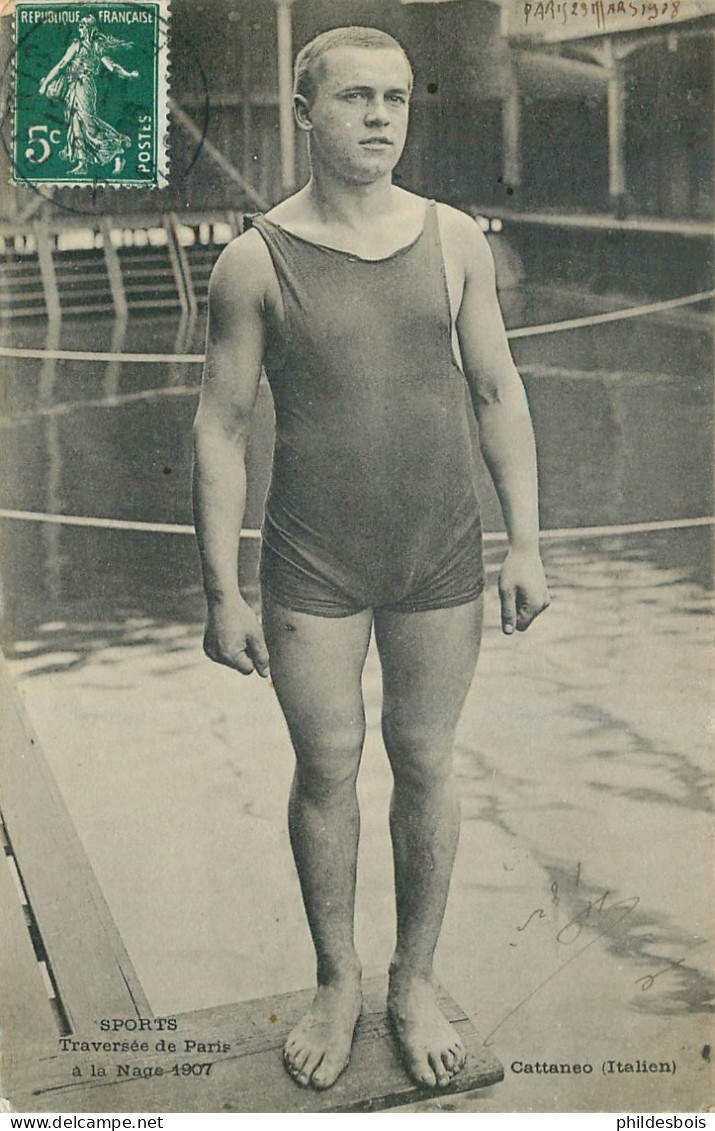 NATATION  Traversée De Paris A La Nage 1907  CATTANEO  ( Italien) - Nuoto