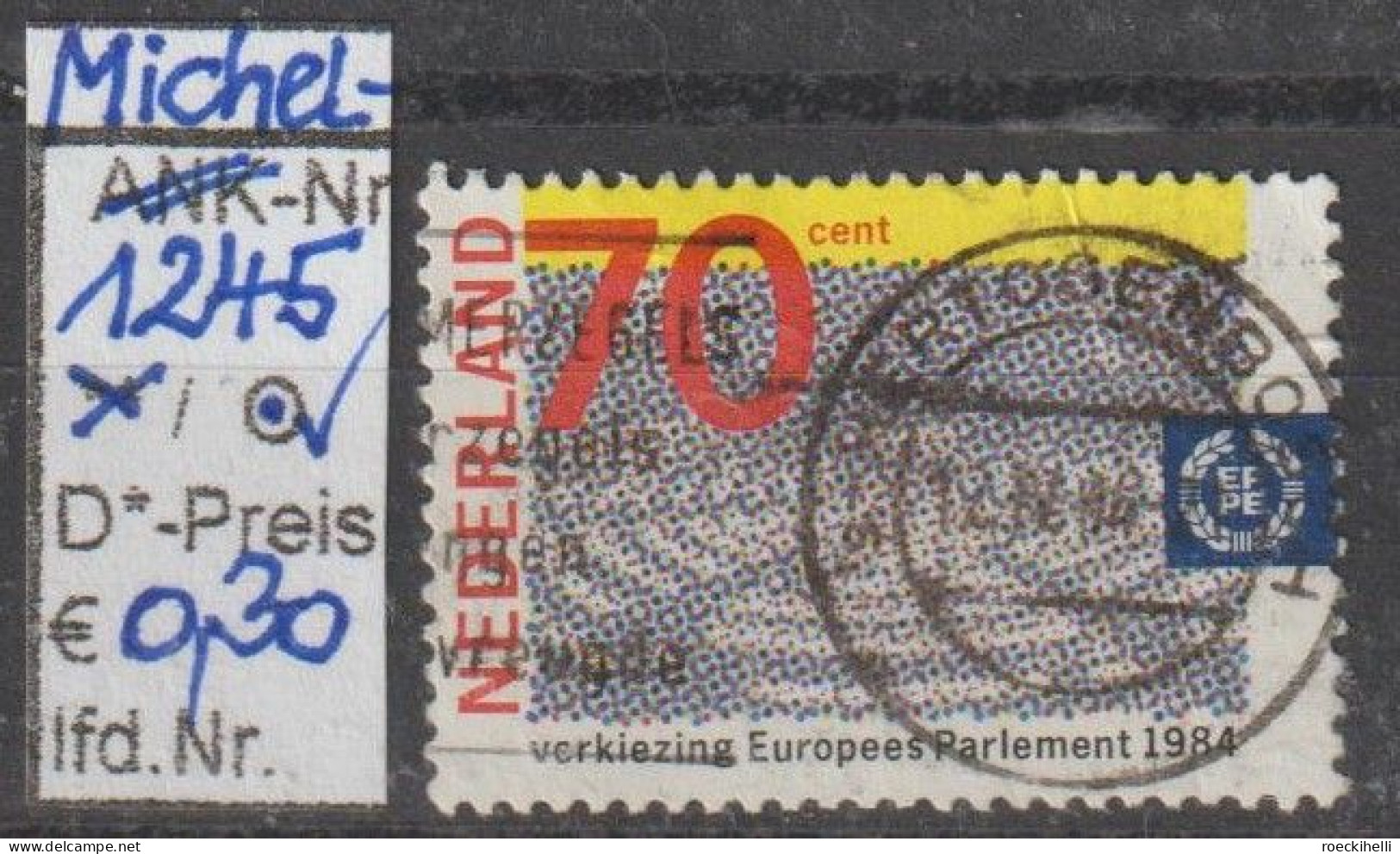 1984 - NIEDERLANDE - SM "2. Direktwahlen Z. Europ. Parlament" 70 C Mehrf. - O Gestempelt - S.Scan (1245o Nl) - Gebraucht