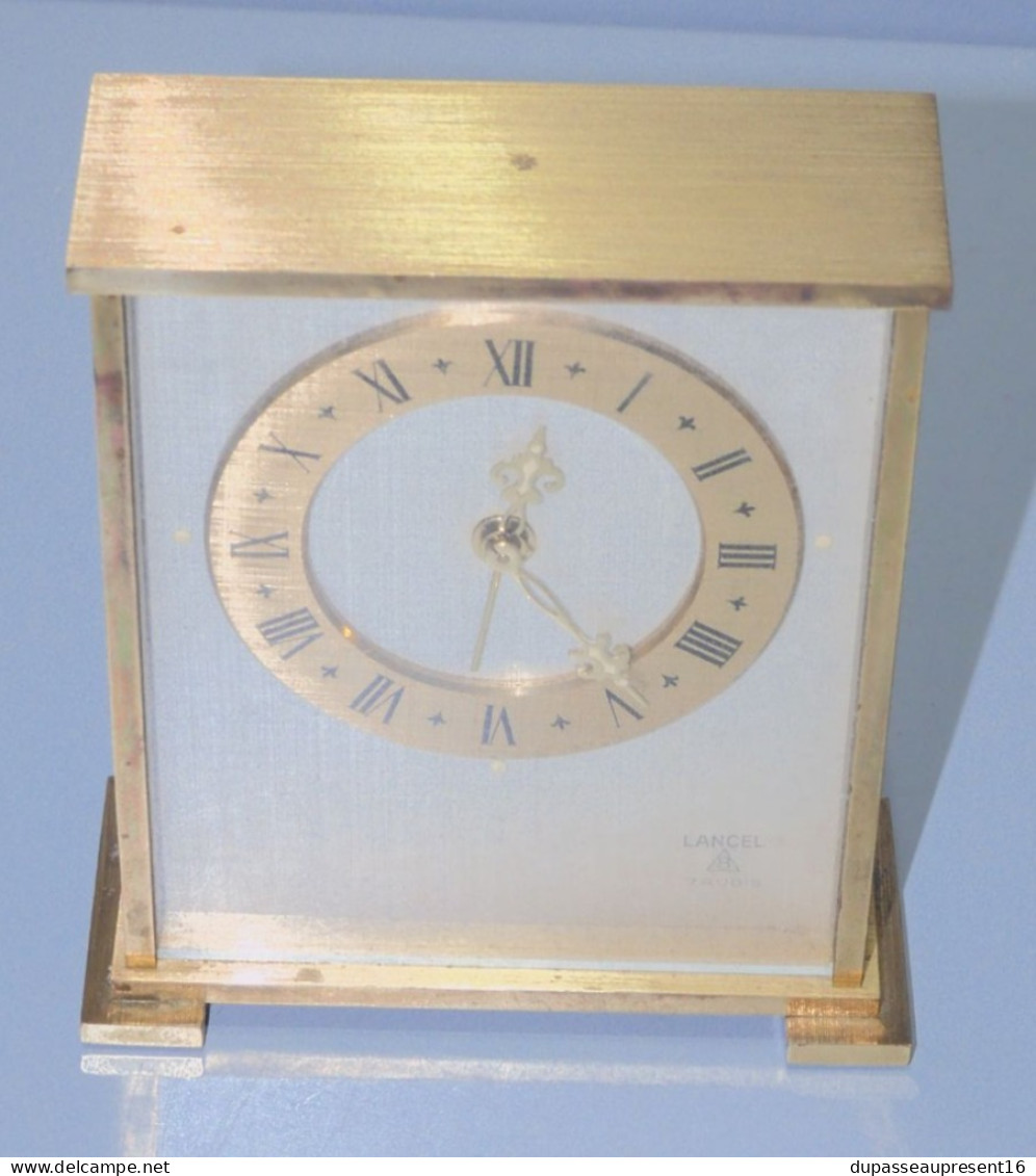 -ANCIENNE PENDULETTE De BUREAU LANCEL 7 Rubis 8 Jours LAITON Brossé VINTAGE XX  E - Clocks