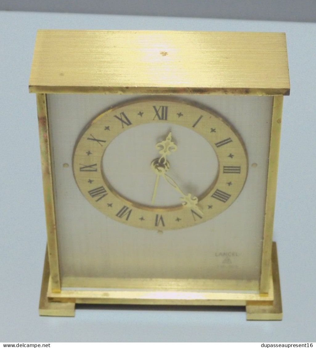 -ANCIENNE PENDULETTE De BUREAU LANCEL 7 Rubis 8 Jours LAITON Brossé VINTAGE XX  E - Clocks