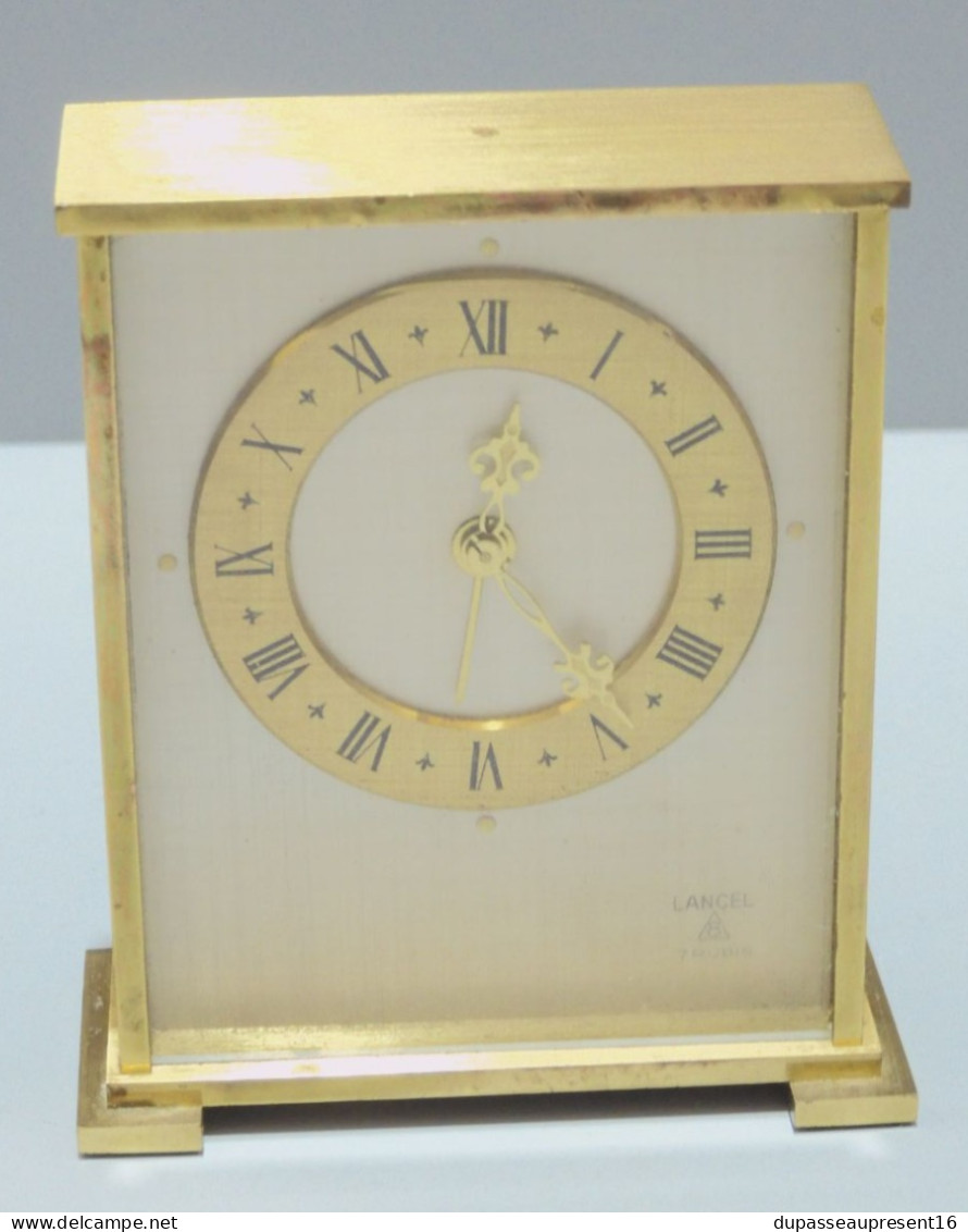 -ANCIENNE PENDULETTE De BUREAU LANCEL 7 Rubis 8 Jours LAITON Brossé VINTAGE XX  E - Clocks